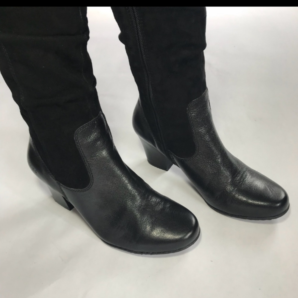 Black leather & suede boots